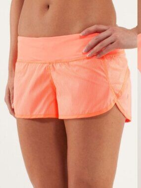 Lululemon | Wagon Stripe Pop Orange Pop Orange Speed Shorts | Size 6